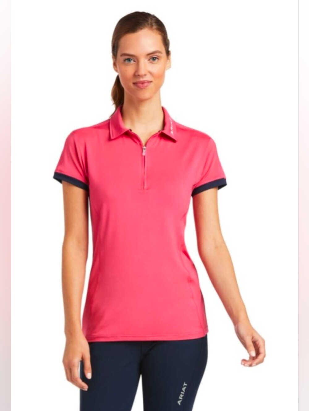 WOMENS ARIAT BANDERA 1 / 4 ZIP SS POLO PARTY PUNCH Sz.XS